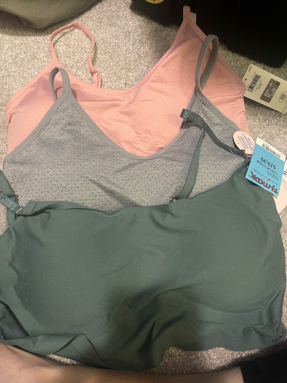 Laura Ashley Pink and Grey & Danskin Teal Removable-Pad Bralette